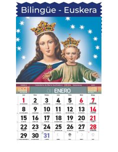 Calendario Faldilla María Auxiliadora Bilingüe Castellano-Euskera 12 Meses 2027